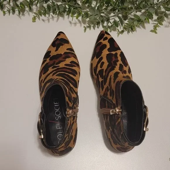 Sole Society Keema Fur Leopard Print Booties - Picture 8 of 13